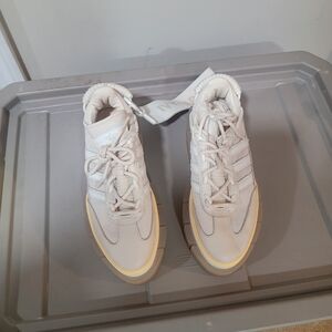 Adidas Cream and White High-Top Sneakers